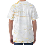 White Gold Scratch Marble Print Men's Velvet T-Shirt