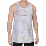 White Gold Scratch Marble Print Men's Velvet Tank Top
