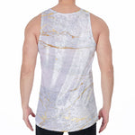 White Gold Scratch Marble Print Men's Velvet Tank Top