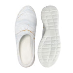 White Gold Scratch Marble Print Mesh Casual Shoes