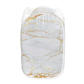 White Gold Scratch Marble Print Mesh Laundry Hamper