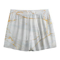 White Gold Scratch Marble Print Mesh Shorts
