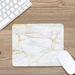 White Gold Scratch Marble Print Mouse Pad