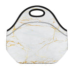 White Gold Scratch Marble Print Neoprene Lunch Bag