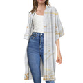 White Gold Scratch Marble Print Open Front Beach Cover Up