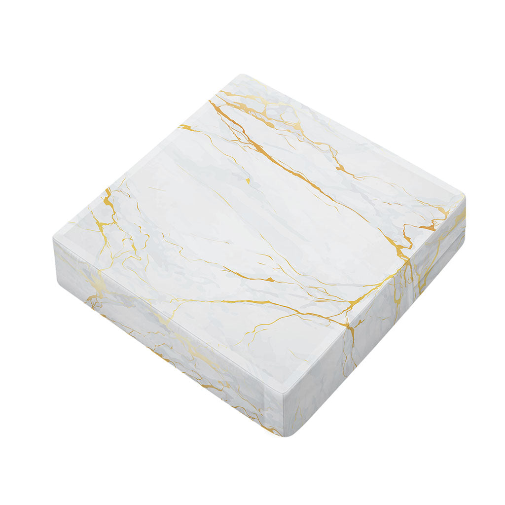 White Gold Scratch Marble Print Outdoor Seat Cushion Cover