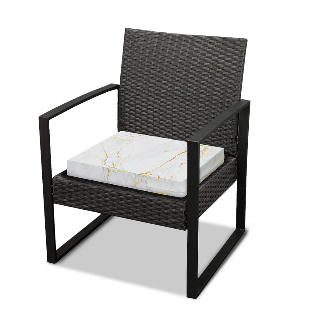 White Gold Scratch Marble Print Outdoor Seat Cushion Cover