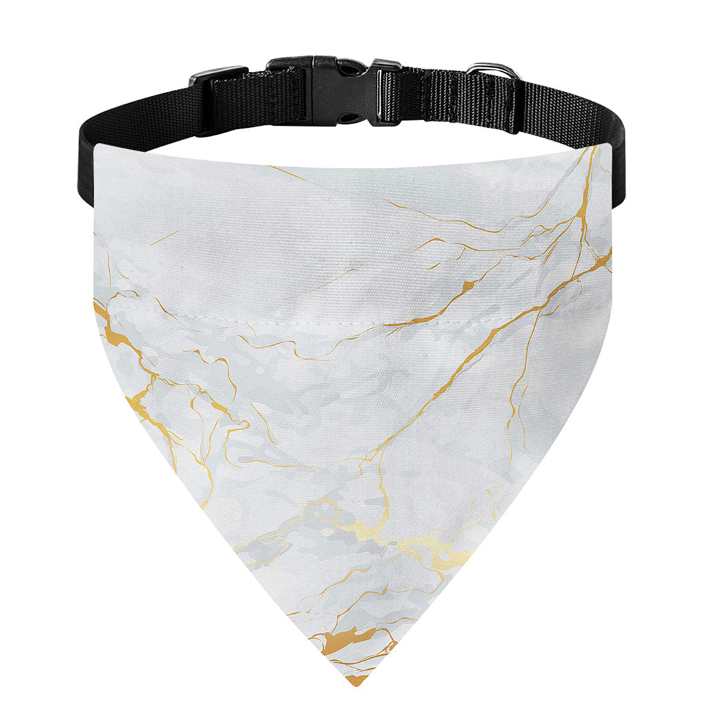White Gold Scratch Marble Print Over The Collar Dog Bandana