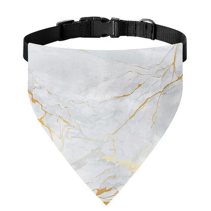 White Gold Scratch Marble Print Over The Collar Dog Bandana