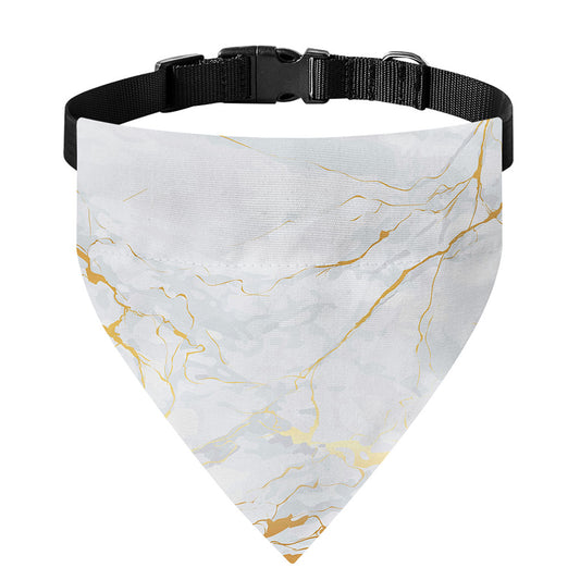 White Gold Scratch Marble Print Over The Collar Dog Bandana