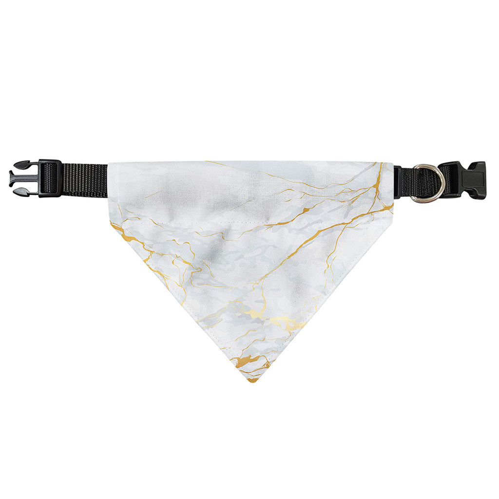 White Gold Scratch Marble Print Over The Collar Dog Bandana