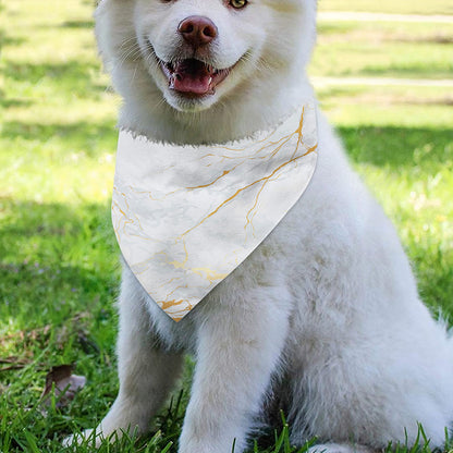 White Gold Scratch Marble Print Over The Collar Dog Bandana