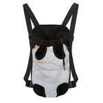 White Gold Scratch Marble Print Pet Carrier Backpack