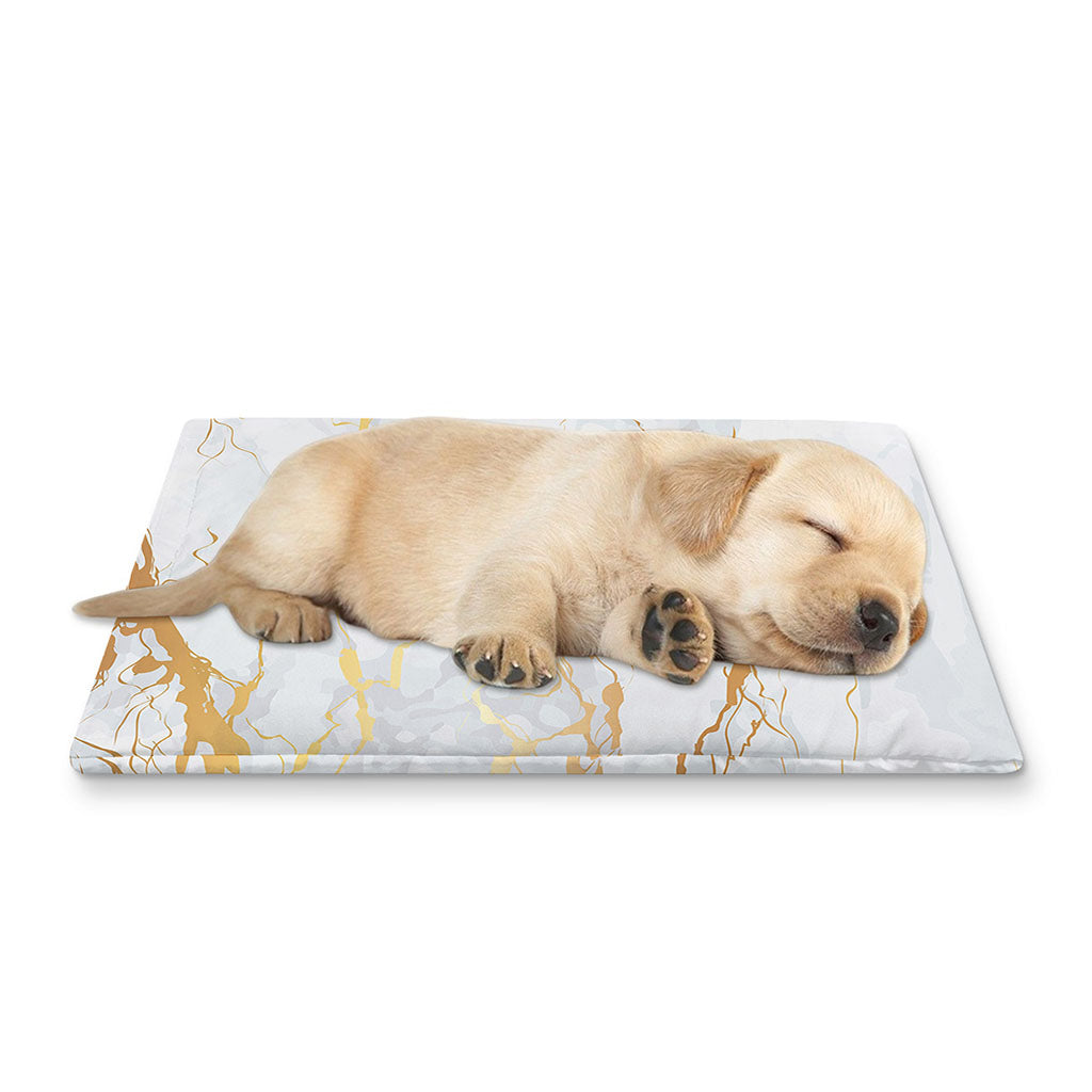 White Gold Scratch Marble Print Pet Cooling Mat Cover