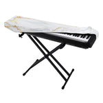 White Gold Scratch Marble Print Piano Keyboard Cover
