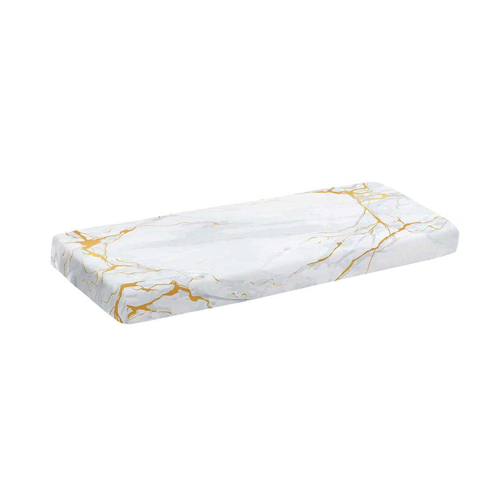 White Gold Scratch Marble Print Piano Keyboard Cover