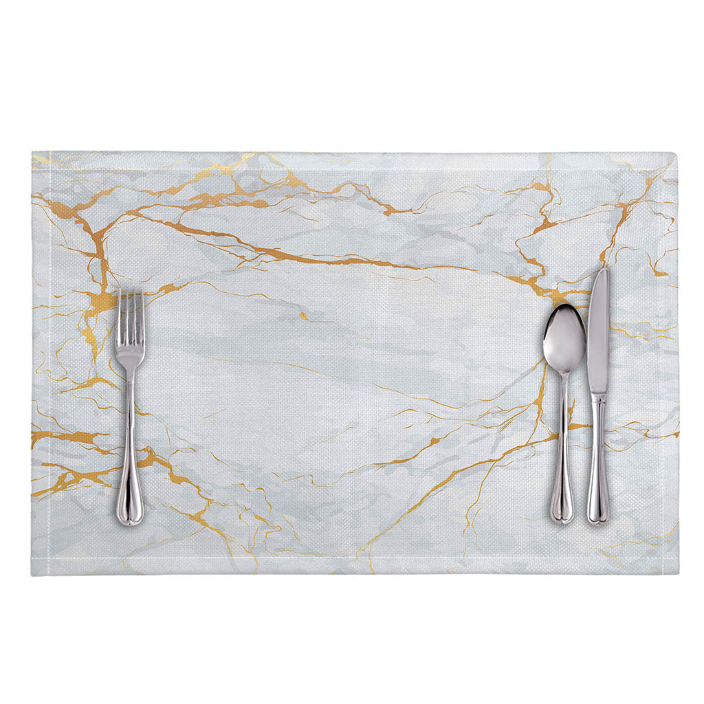 White Gold Scratch Marble Print Placemat