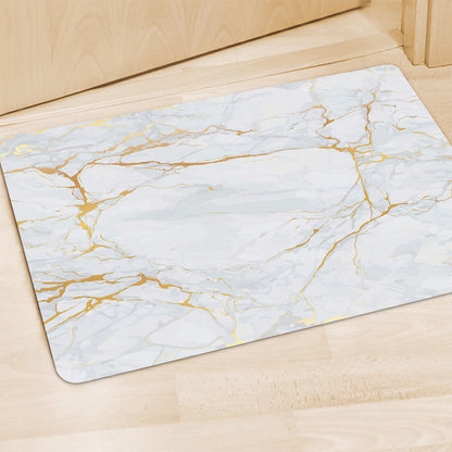 White Gold Scratch Marble Print Polyester Doormat
