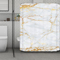 White Gold Scratch Marble Print Polyester Shower Curtain