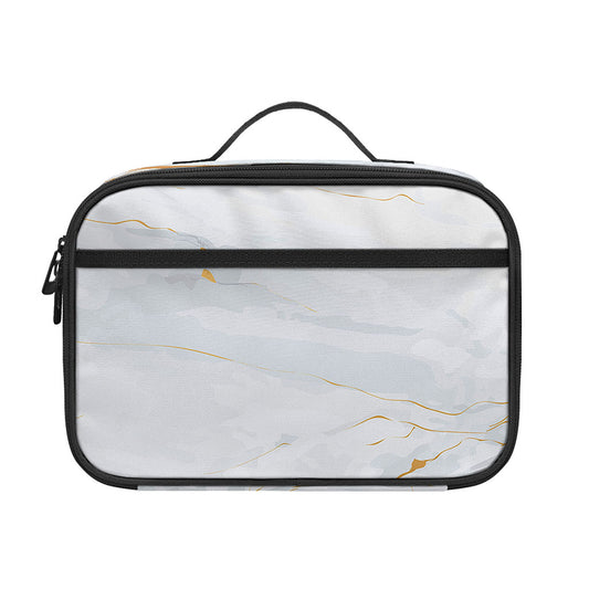 White Gold Scratch Marble Print Portable Lunch Bag