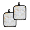 White Gold Scratch Marble Print Pot Holders