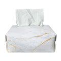White Gold Scratch Marble Print Rectangle Tissue Box Cover