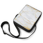 White Gold Scratch Marble Print Rectangular Crossbody Bag