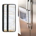 White Gold Scratch Marble Print Refrigerator Handle Covers