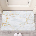 White Gold Scratch Marble Print Rubber Doormat