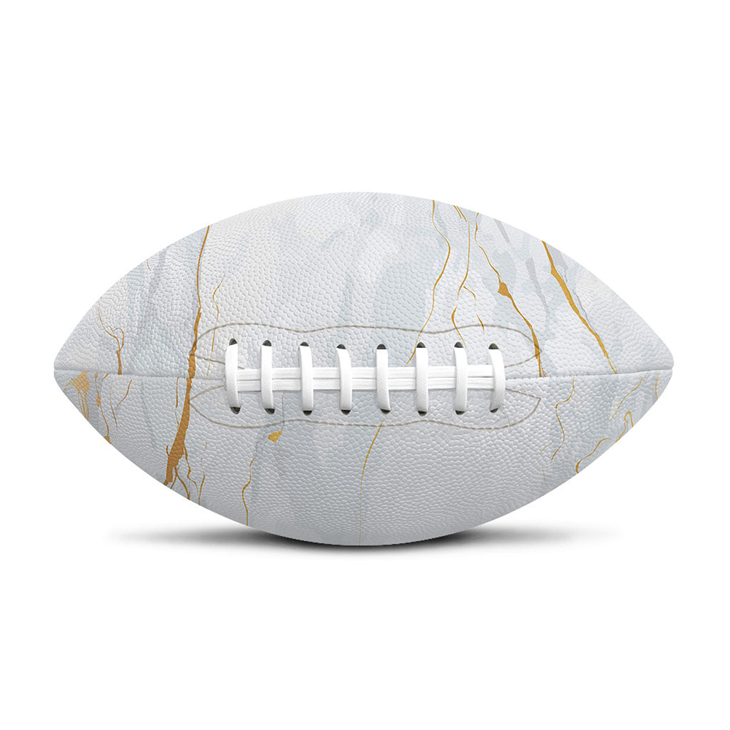 White Gold Scratch Marble Print Rugby Ball