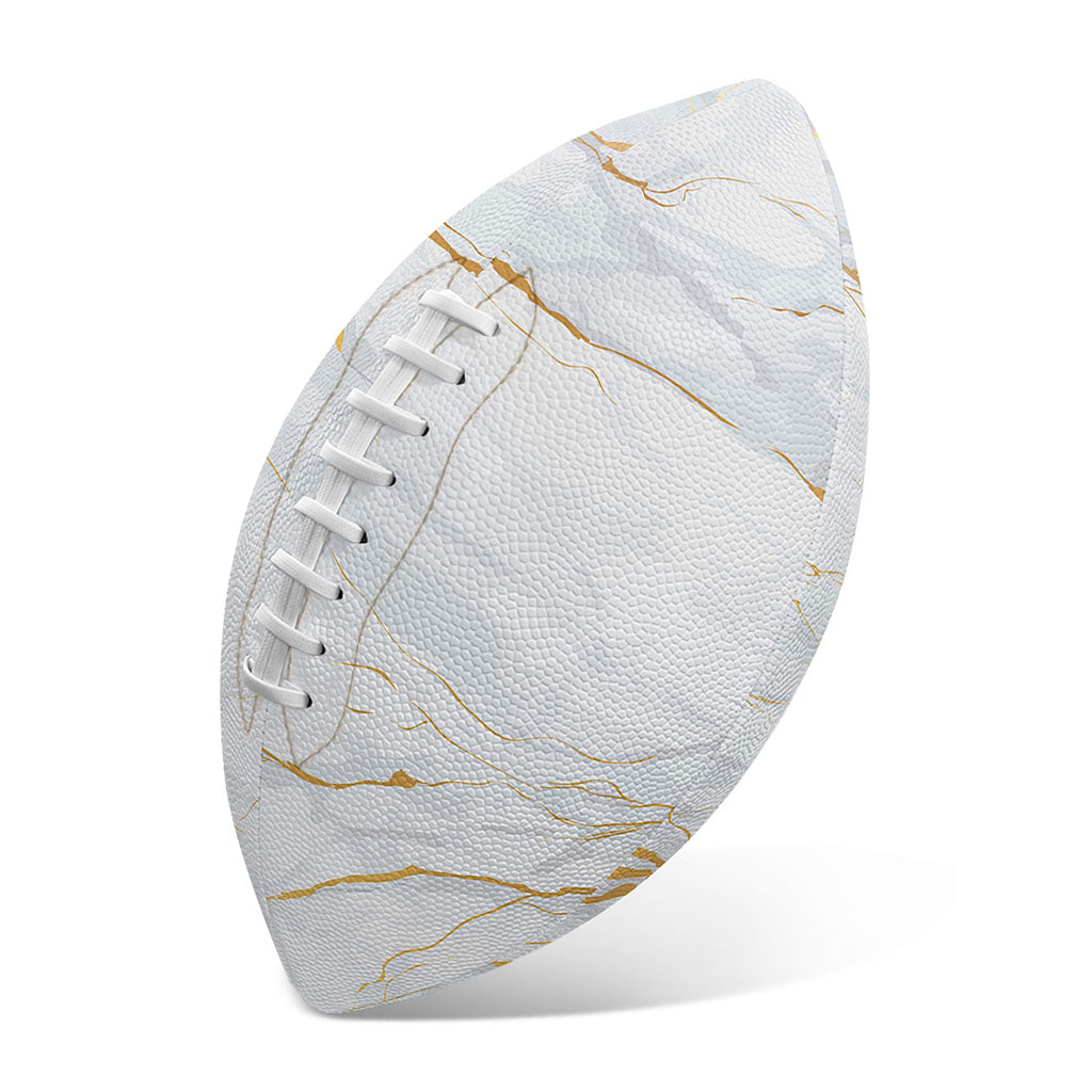 White Gold Scratch Marble Print Rugby Ball