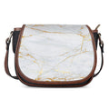 White Gold Scratch Marble Print Saddle Bag