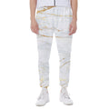 White Gold Scratch Marble Print Joggers