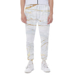 White Gold Scratch Marble Print Scuba Joggers