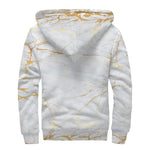 White Gold Scratch Marble Print Sherpa Lined Zip Up Hoodie