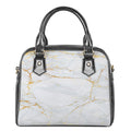 White Gold Scratch Marble Print Shoulder Handbag