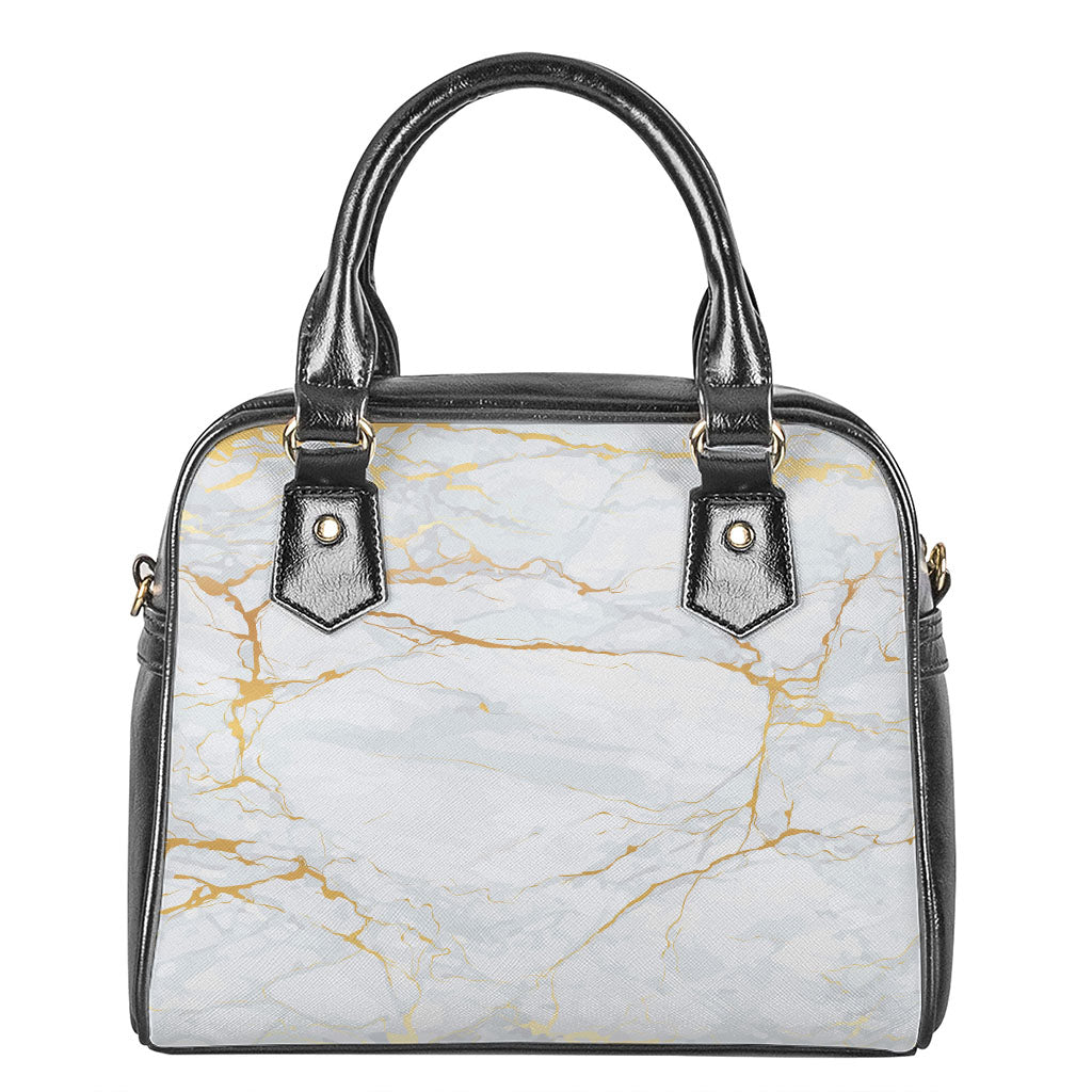 White Gold Scratch Marble Print Shoulder Handbag