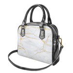 White Gold Scratch Marble Print Shoulder Handbag