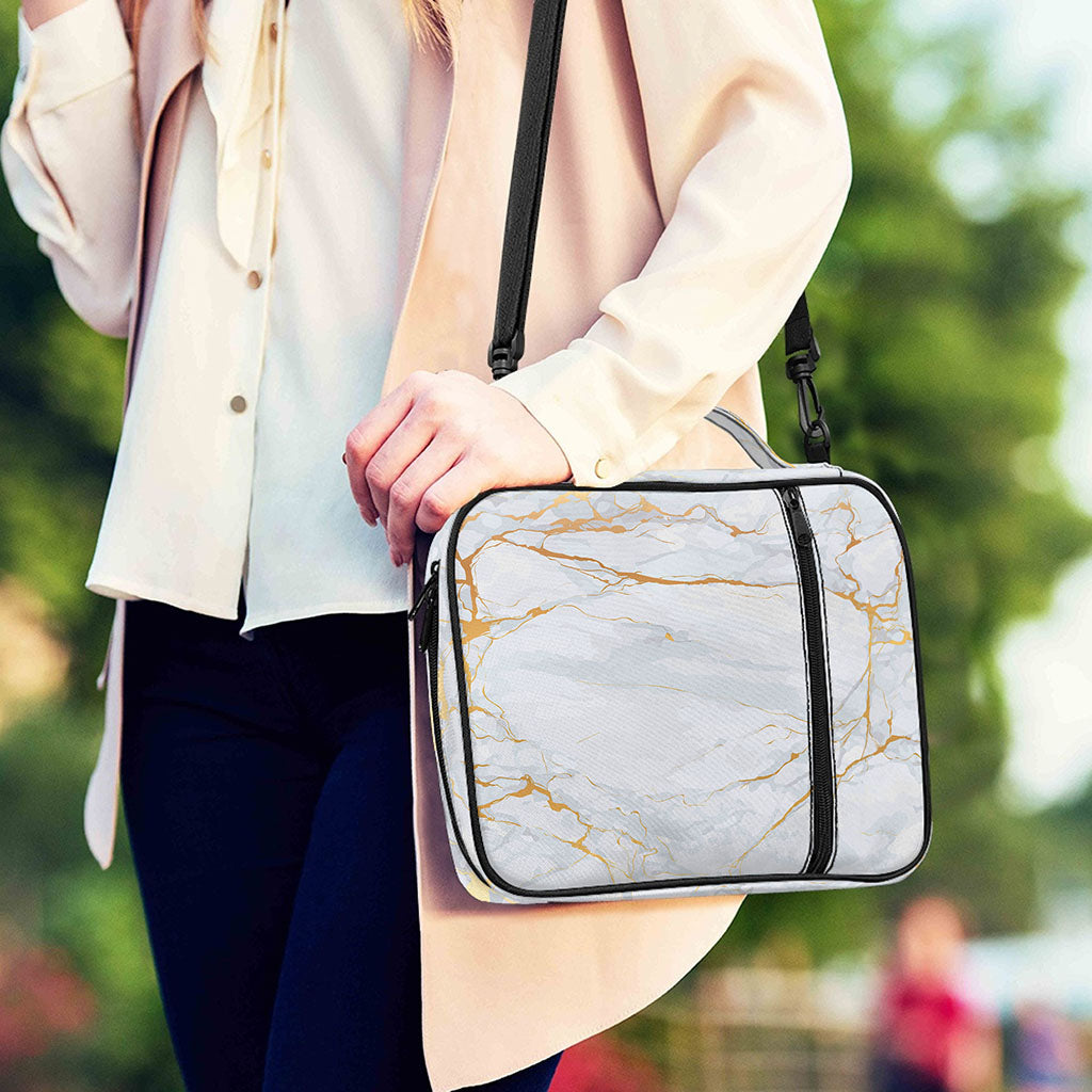 White Gold Scratch Marble Print Shoulder Strap Bible Bag