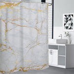 White Gold Scratch Marble Print Shower Curtain