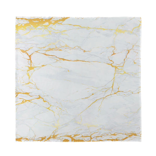 White Gold Scratch Marble Print Silk Bandana