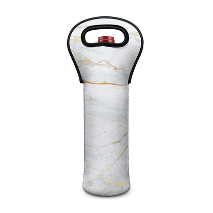 White Gold Scratch Marble Print Single Neoprene Wine Tote