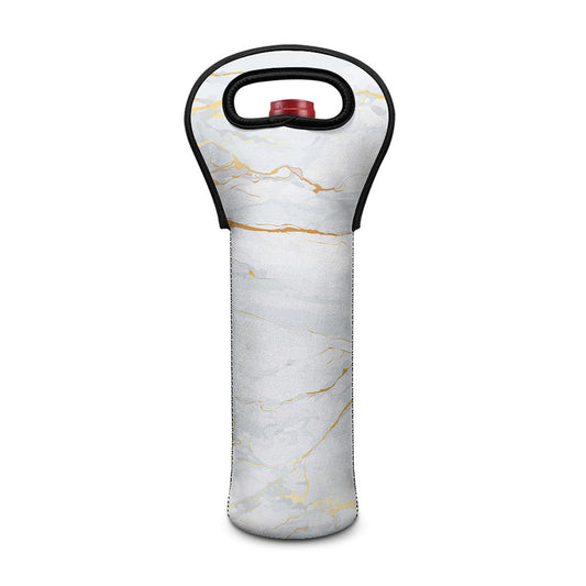 White Gold Scratch Marble Print Single Neoprene Wine Tote