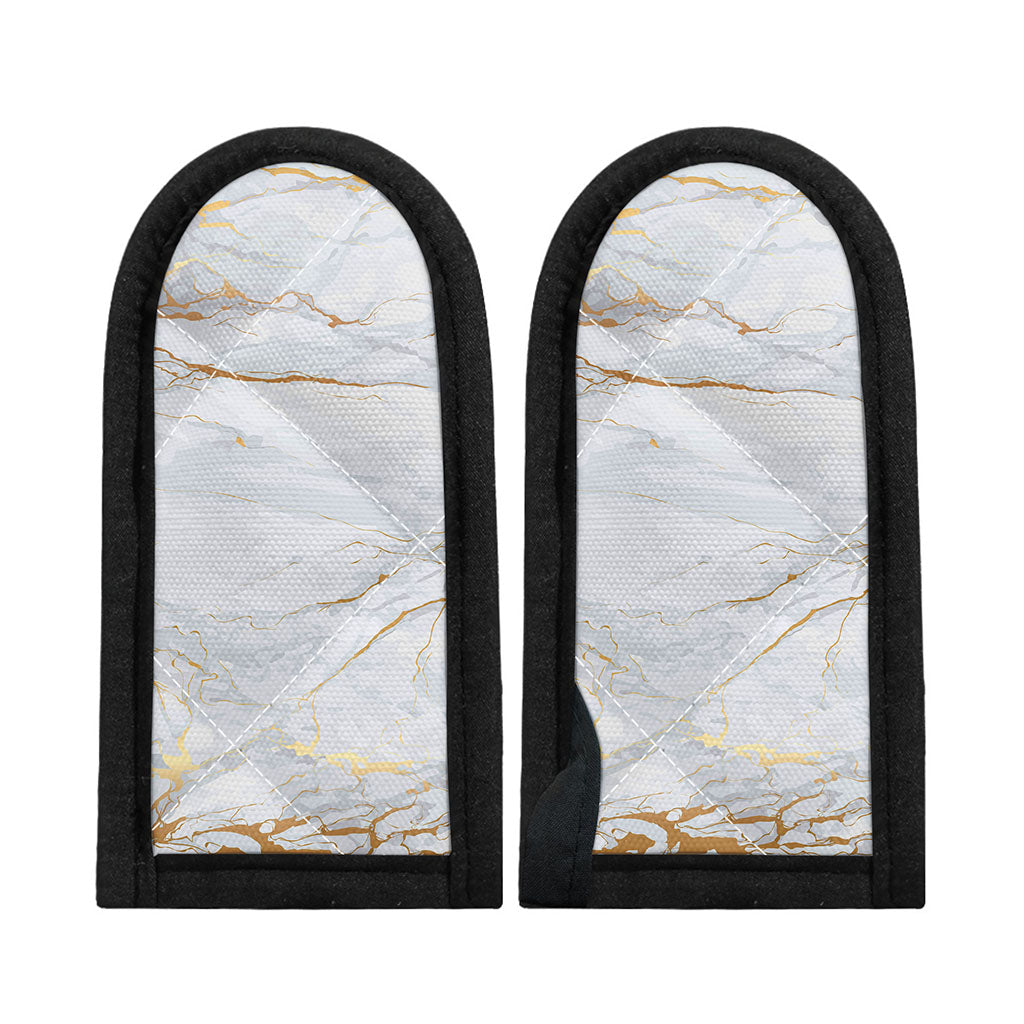 White Gold Scratch Marble Print Skillet Handle Cover