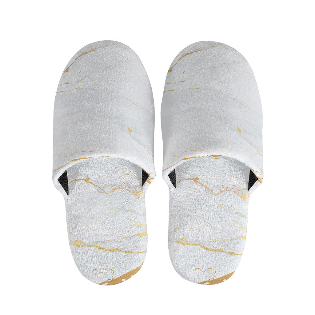 White Gold Scratch Marble Print Slippers