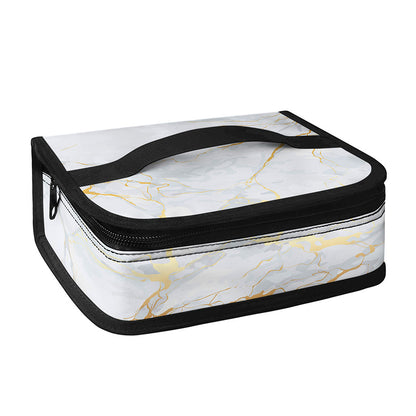 White Gold Scratch Marble Print Small Lunch Bag