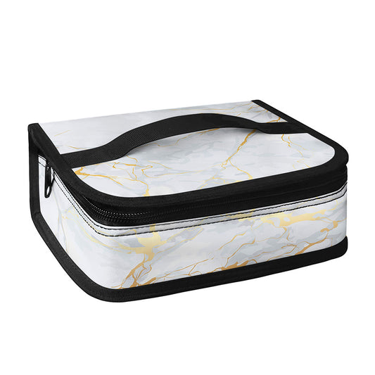 White Gold Scratch Marble Print Small Lunch Bag