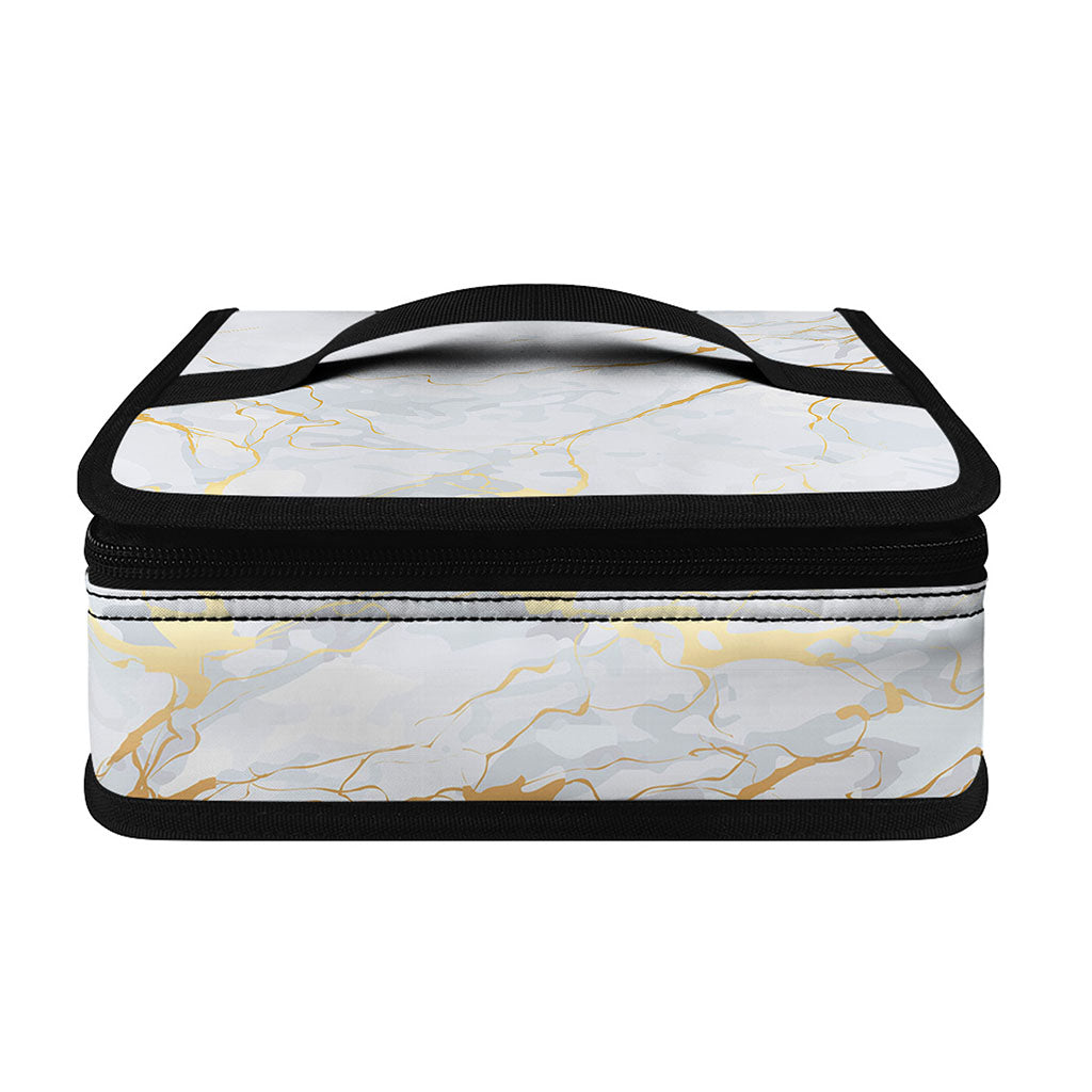 White Gold Scratch Marble Print Small Lunch Bag