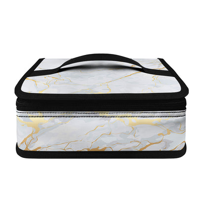 White Gold Scratch Marble Print Small Lunch Bag