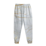 White Gold Scratch Marble Print Sweatpants